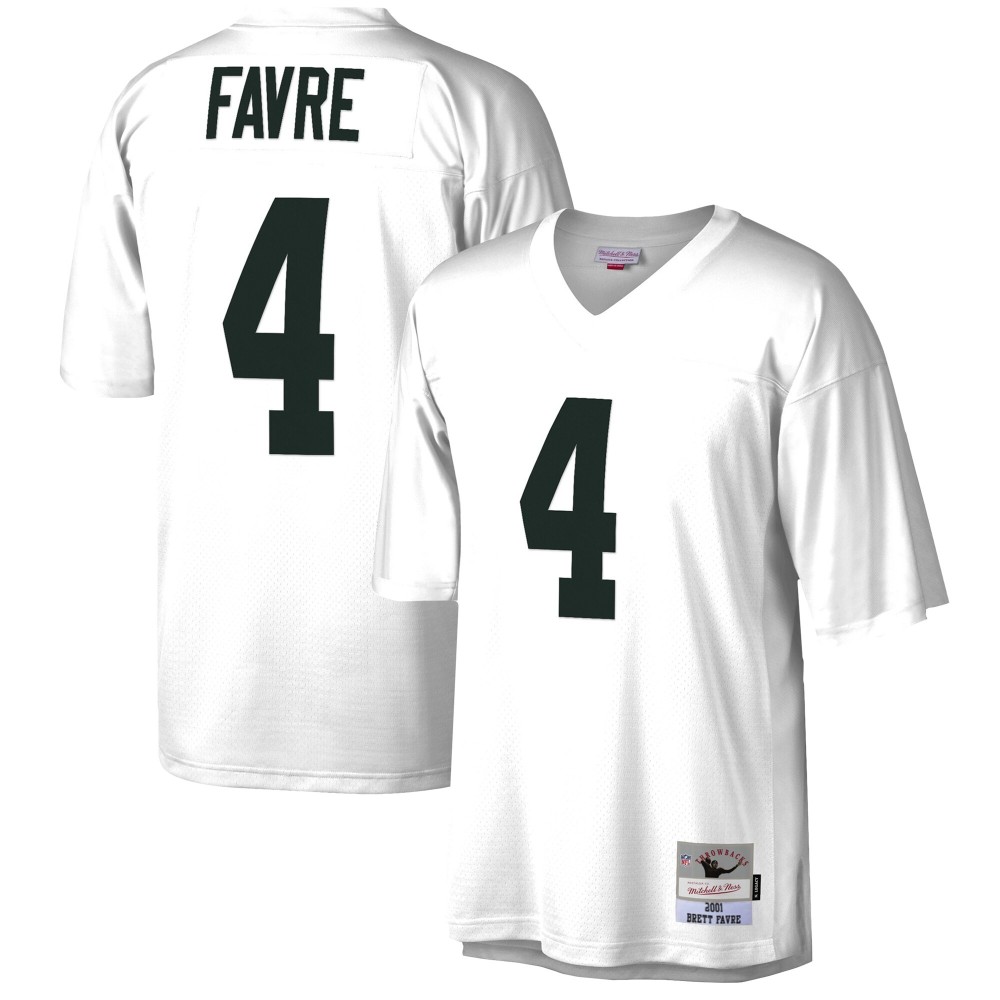 Men's Green Bay Packers Brett Favre Number 4 Mitchell & Ness White Legacy Replica Jersey