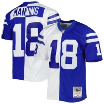 Men's Indianapolis Colts Peyton Manning Number 18 Mitchell & Ness Royal/White 1998 Split Legacy Replica Jersey