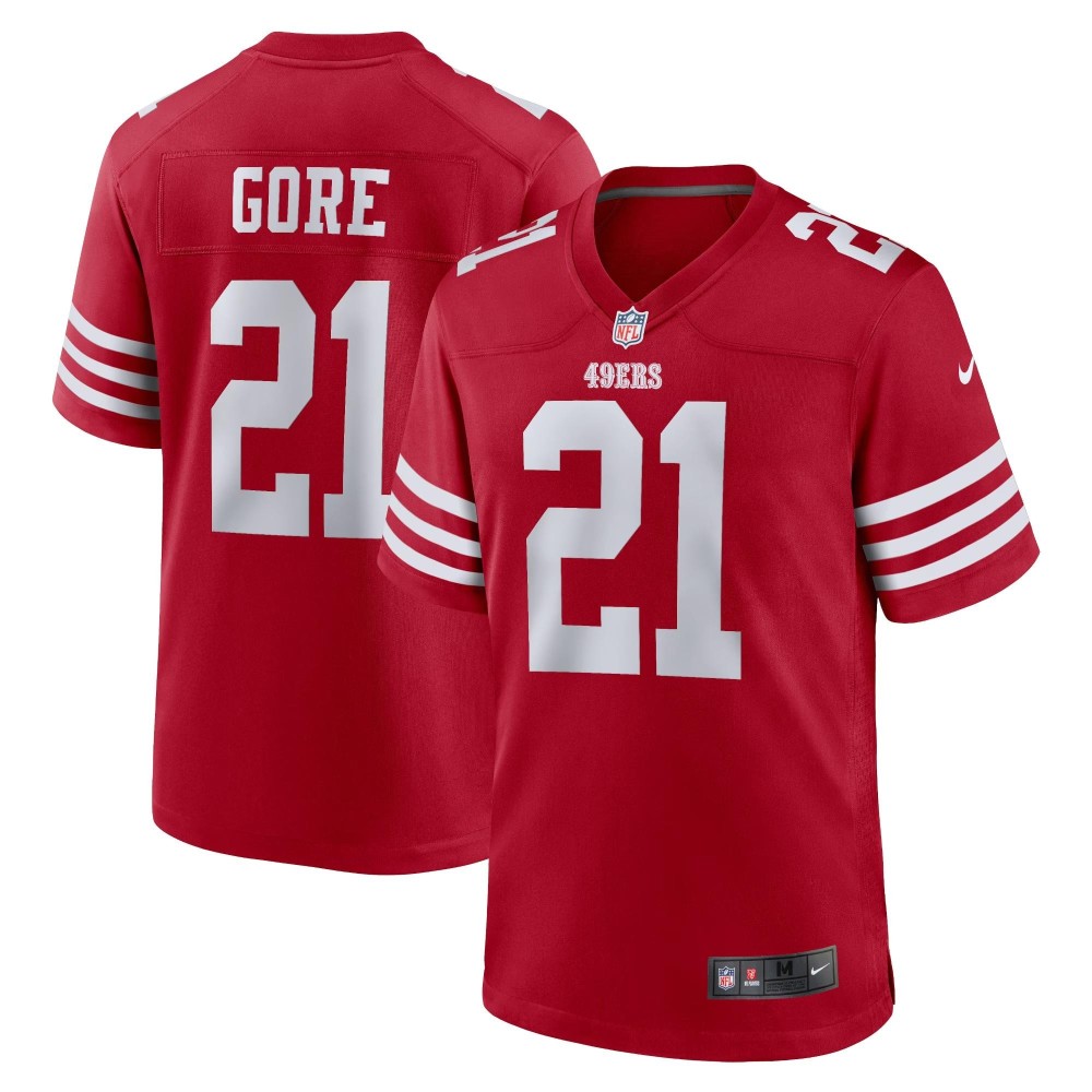 Men's San Francisco 49ers Frank Gore Number 21 Nike Scarlet Retired Player Game Jersey